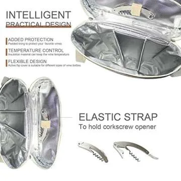 Stylish 3 Bottle Insulated Wine Tote Carrier Bag