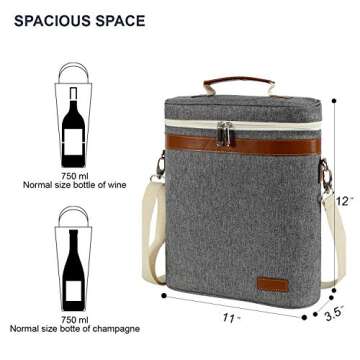 Stylish 3 Bottle Insulated Wine Tote Carrier Bag