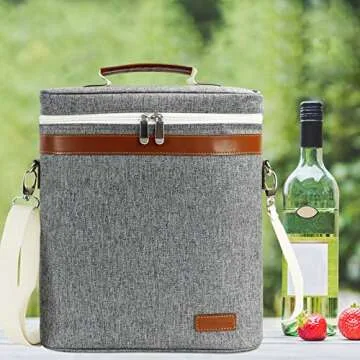Stylish 3 Bottle Insulated Wine Tote Carrier Bag