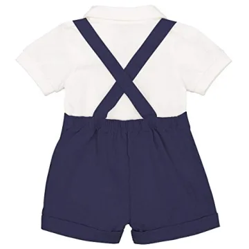 Navy Blue 3PCS Formal Dress Shirt Romper for Boys