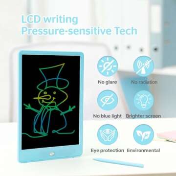 10 Inch LCD Writing Tablet for Kids - Safe Colorful Doodle Board