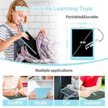 10 Inch LCD Writing Tablet for Kids - Safe Colorful Doodle Board