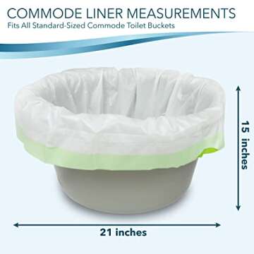 TidyCare Bedside Commode Liners for Portable Toilet Chair Bucket and Bedpan | Value Pack of 48 Disposable Waste Bags for Adults in Medical Care | Universal Fit Portable Toilet Liners
