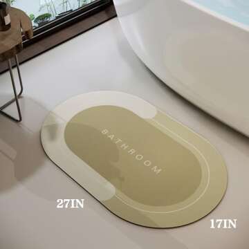 Deparnit Bath Mat Rugs Non Slip Quick Dry Bathroom Mats Super Absorbent Rubber Bath Mats Fit Under D...