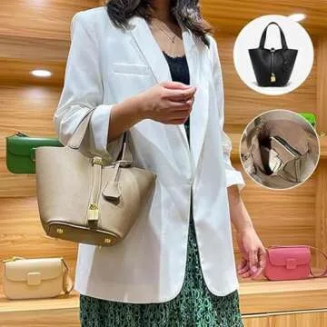 Trendy Plain Color Leather Handbag with Lock Design