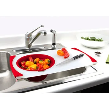 Dexas Over the Sink Cutting Board with Collapsible Strainer