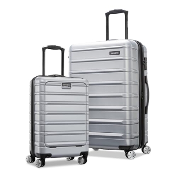 Samsonite Omni 2 Hardside Expandable Luggage with Spinner Wheels, Arctic Silver 2-Piece Set (Carry-o...