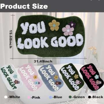 PTXZEQ You Look Good Bath Mat Green Bathroom Rugs Cute Funny Bathroom Decor Door Mat Microfiber Show...
