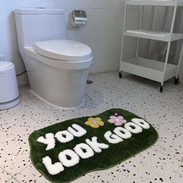 PTXZEQ You Look Good Bath Mat Green Bathroom Rugs Cute Funny Bathroom Decor Door Mat Microfiber Shower Bathtub Mat Non-Slip Washable Mat(31.49"x19.68", Green)