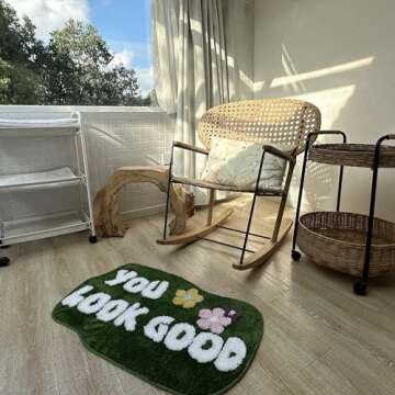 PTXZEQ You Look Good Bath Mat Green Bathroom Rugs Cute Funny Bathroom Decor Door Mat Microfiber Shower Bathtub Mat Non-Slip Washable Mat(31.49"x19.68", Green)