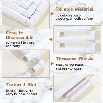 Janinka Embroidery Hoop 3 Pcs Cross Stitch Hoops and Frames White Rectangular Cross Stitch Embroidery Snap Frame DIY Sewing Tool for Quilting Silk-Painting 6 x 6, 8 x 8, 11 x 11 in(White)