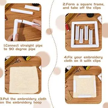 Janinka Embroidery Hoop 3 Pcs Cross Stitch Hoops and Frames White Rectangular Cross Stitch Embroidery Snap Frame DIY Sewing Tool for Quilting Silk-Painting 6 x 6, 8 x 8, 11 x 11 in(White)