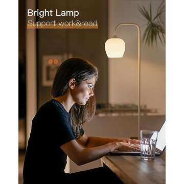 ONEWISH White Floor Lamp-Modern Standing Lamp for Living Room Bedroom, Opal Glass Lamp Shade, LED Bulb Included, for Reading Office, Simple Design Home Decor for Christmas Thanksgiving Day