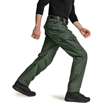CQR Men's Tactical Pants, Water Resistant Ripstop Cargo Pants, Lightweight EDC Work Hiking Pants, Outdoor Apparel, Ripstop Mag Pocket Olive Green, 34W x 34L