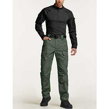 CQR Men's Tactical Pants, Water Resistant Ripstop Cargo Pants, Lightweight EDC Work Hiking Pants, Outdoor Apparel, Ripstop Mag Pocket Olive Green, 34W x 34L