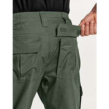 CQR Men's Tactical Pants, Water Resistant Ripstop Cargo Pants, Lightweight EDC Work Hiking Pants, Outdoor Apparel, Ripstop Mag Pocket Olive Green, 34W x 34L