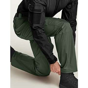 CQR Men's Tactical Pants, Water Resistant Ripstop Cargo Pants, Lightweight EDC Work Hiking Pants, Outdoor Apparel, Ripstop Mag Pocket Olive Green, 34W x 34L