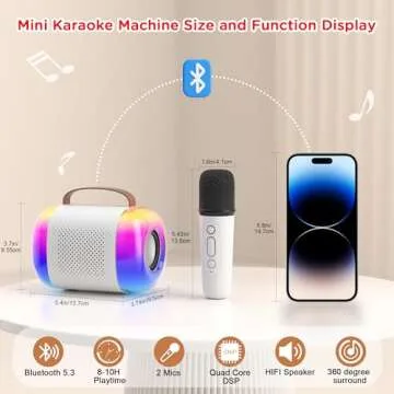 Mini Karaoke Machine for Kids with Wireless Microphones