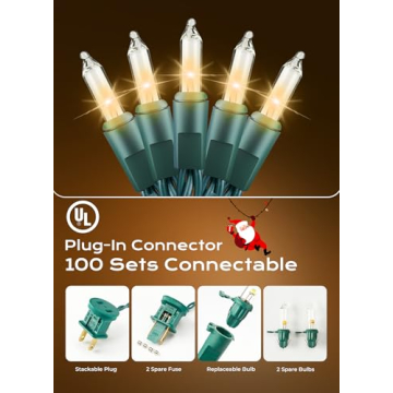 Minetom 50 Count LED Christmas String Lights for Indoor Outdoor