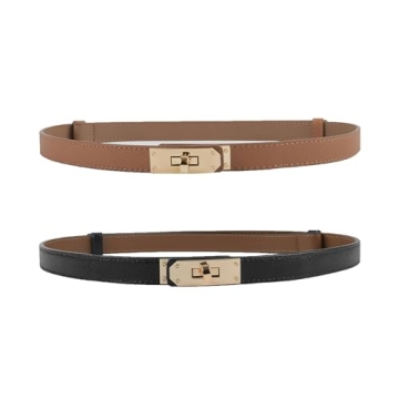 FENLDY Adjustable Thin Belts for Women - Stylish Gold Buckle Design for Dresses & Jeans