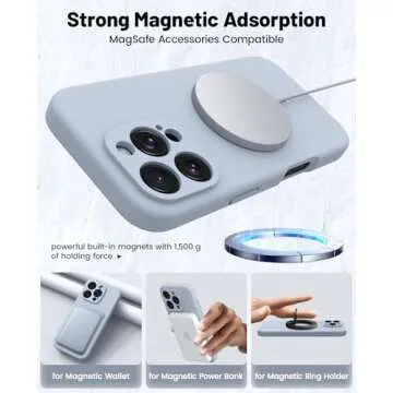 OTOFLY Compatible with iPhone 16 Pro Case, Compatible with MagSafe, Shockproof Magnetic Silicone Case for iPhone 16 Pro,[Military Grade Protection] [2 Pack Screen Protectors], Baby Blue