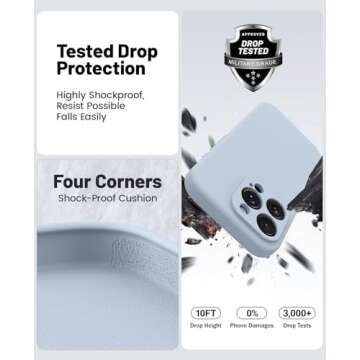 OTOFLY Compatible with iPhone 16 Pro Case, Compatible with MagSafe, Shockproof Magnetic Silicone Case for iPhone 16 Pro,[Military Grade Protection] [2 Pack Screen Protectors], Baby Blue