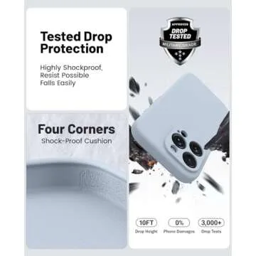 OTOFLY Compatible with iPhone 16 Pro Case, Compatible with MagSafe, Shockproof Magnetic Silicone Case for iPhone 16 Pro,[Military Grade Protection] [2 Pack Screen Protectors], Baby Blue