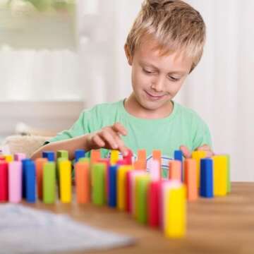MorTime 1080 Pcs Colorful Wooden Dominoes Set