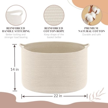 Extra Large Cotton Rope Storage Basket for Home Organization