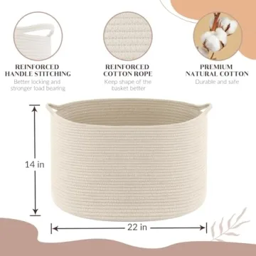 Extra Large Cotton Rope Storage Basket for Home Organization