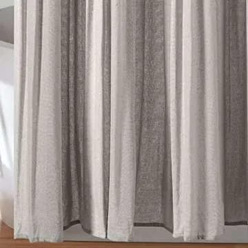 Lush Decor Linen Button Shower Curtain, 72" W x 72" L, Gray - Rustic Shower Curtain - Color Block Bath Curtain With Coconut Button Detail- Country & Modern Farmhouse Bathroom Decor