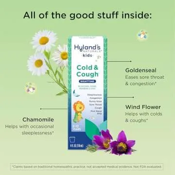 Hyland's Kids Cold and Cough, Nighttime Cough Syrup Medicine for Kids Ages 2 and up, Decongestant, Sore Throat relief and Sleeplessness, Relief of Common Cold Symptoms, 4 Fl Oz