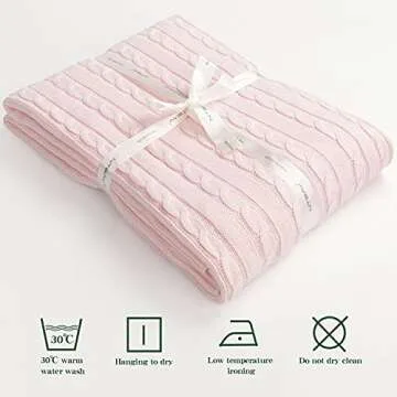 NTBAY 100% Pure Cotton Cable Knit Toddler Blanket, Super Soft Warm Breathable 30x40 Baby Blanket for Crib, Stroller, Nursery, Travel, Newborn, 30x40 Inches, Baby Pink