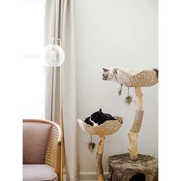 MAU Cat Tree Tower for Large Cats, Real Wood Luxury