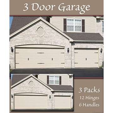 Household Essentials Hinge IT Premium Carriage House Handle & Hinge, Black Garage Door Magnet, 4 Hin...