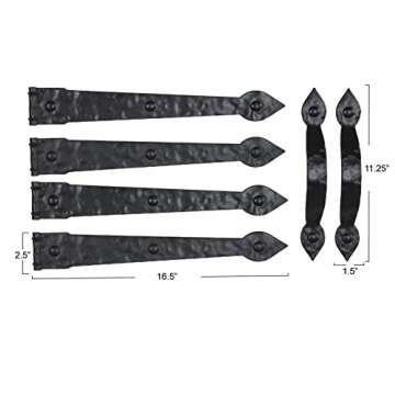 Household Essentials Hinge IT Premium Carriage House Handle & Hinge, Black Garage Door Magnet, 4 Hingle 2 Handles (Pack of 1)