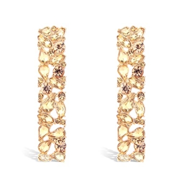 KELMALL Elegant Rhinestone Rectangle Earrings Trendy Crystal Geometric Drop Dangle Statement Earring...