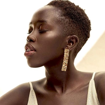 KELMALL Elegant Rhinestone Rectangle Earrings for Women