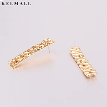 KELMALL Elegant Rhinestone Rectangle Earrings for Women