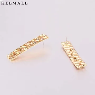 KELMALL Elegant Rhinestone Rectangle Earrings for Women