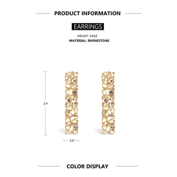 KELMALL Elegant Rhinestone Rectangle Earrings for Women