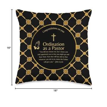 100xGifts Pastor Gift Congratulations on Your Ordination Throw Pillow, 16x16, Multicolor