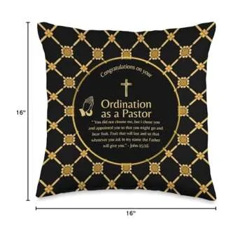 100xGifts Pastor Gift Congratulations on Your Ordination Throw Pillow, 16x16, Multicolor