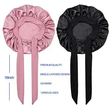 Satin Silk Bonnet Hair Cap for Kids - Adjustable Comfort 2pcs