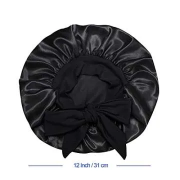 Satin Silk Bonnet Hair Cap for Kids - Adjustable Comfort 2pcs