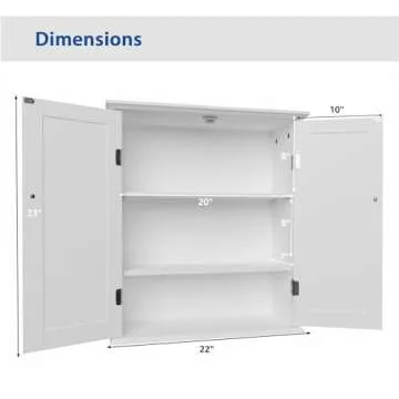 Modern Bathroom Wall Cabinet with Adjustable Shelf - Full Sized Wall Mounted Cabinets - Utility Medicine Cabinet for Kitchen Laundry Room - Wooden Storage Over Sink Toilet