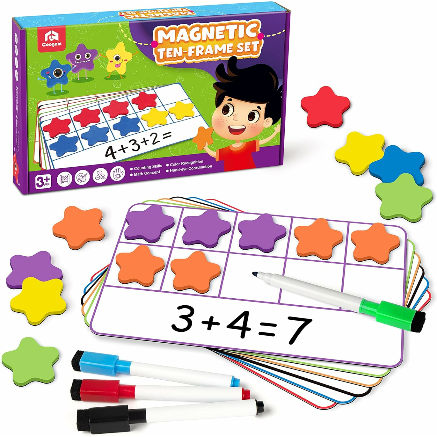 Magnetic Ten-Frame Set for Montessori Math Learning