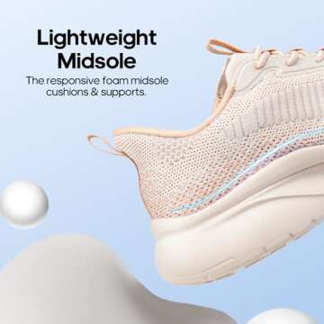 NORTIV 8 Women's Slip on Walking Shoes Tennis Lightweight Gym Sneakers ActiveFlow Workout Breathable Hands-Free Cross Trainer Comfortable Fashion Sneakers,Size 8.5,Nude Pink,SNWS2413W