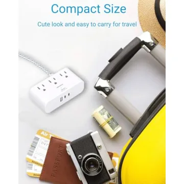 Compact 6 in 1 Power Strip with USB Ports for Travel