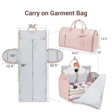 Garment Bags for Travel, Convertible Suit Travel Bag for Women, Stylish Carry On Garment Bag with To...